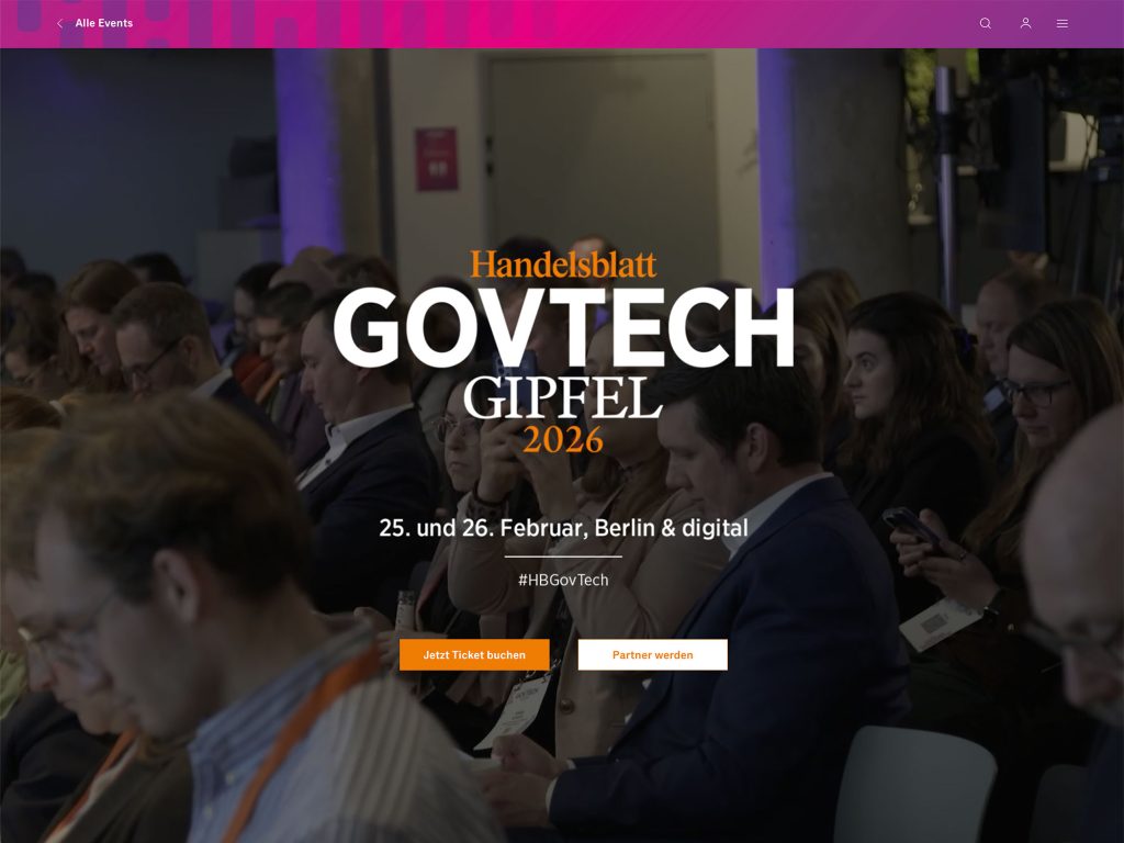 Handelsblatt GovTech-Gipfel 2026 website