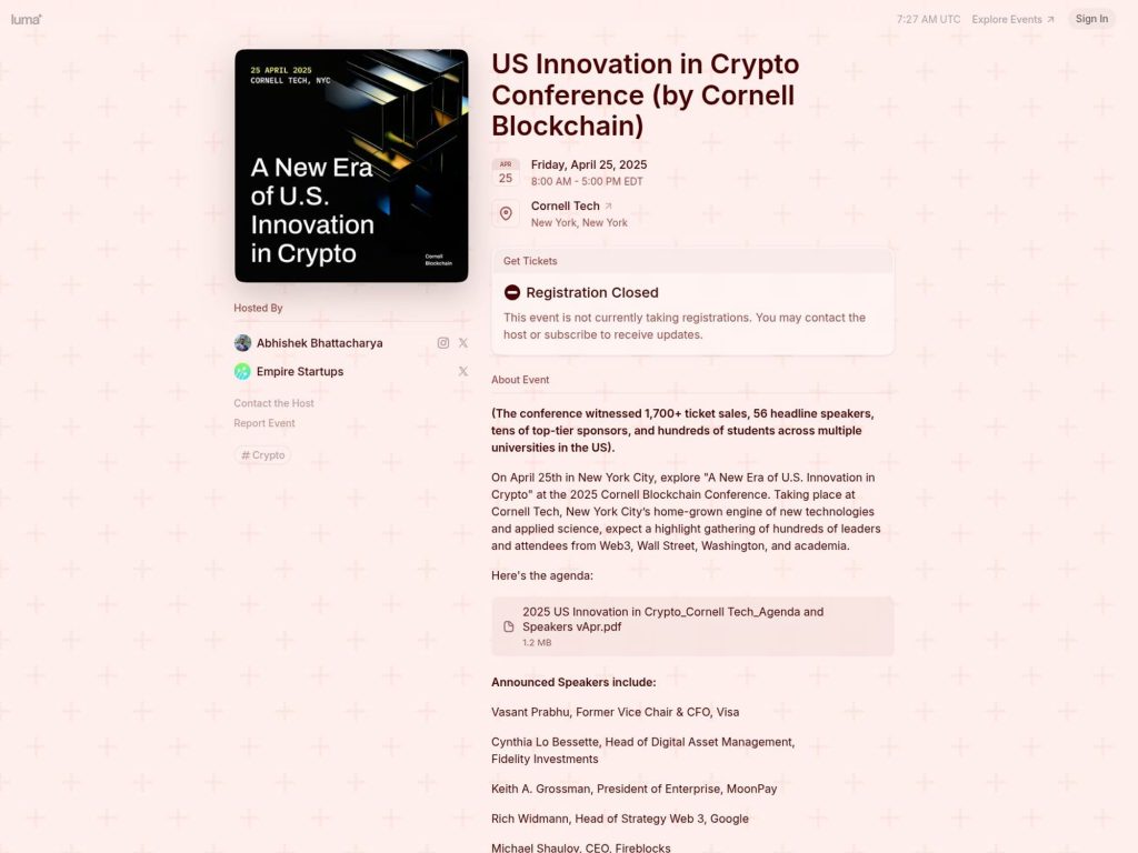 US Innovation in Crypto Conference screenshot