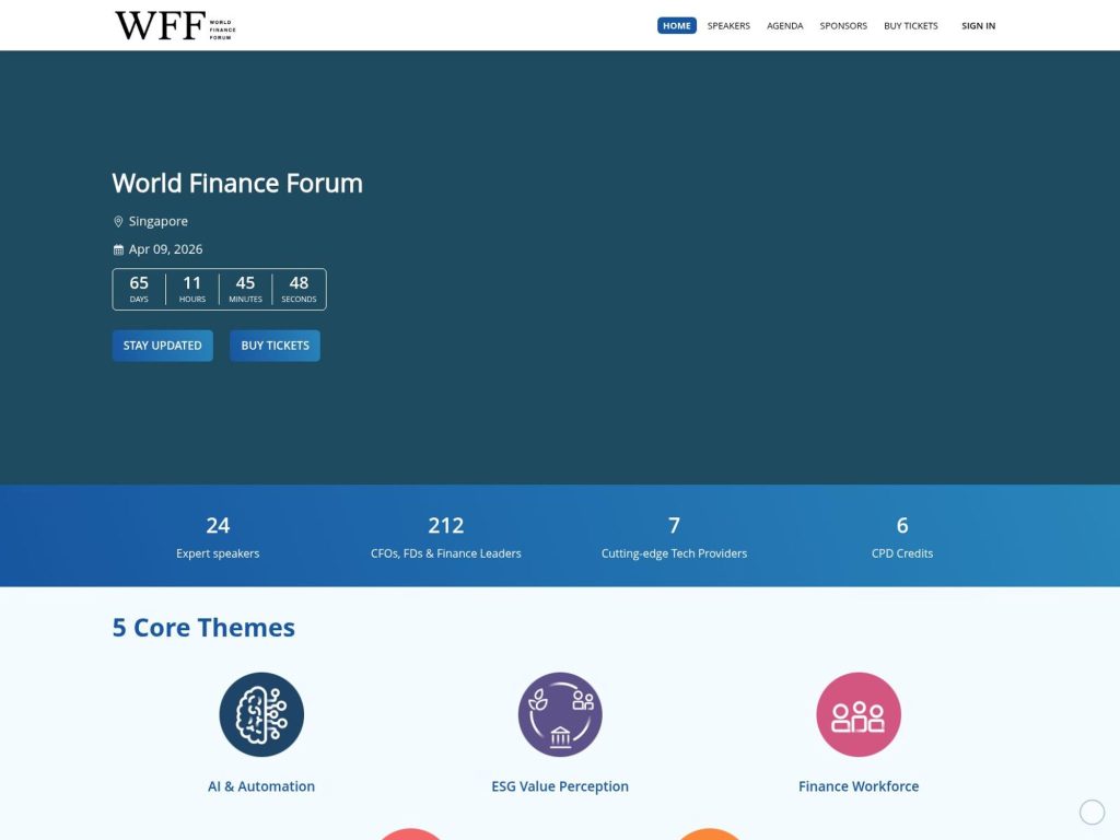 World Finance Forum Singapore website