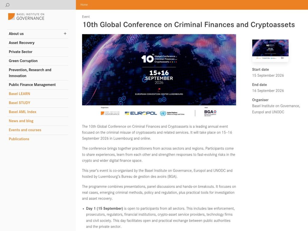 10th Global Conference on Criminal Finances and Cryptoassets website