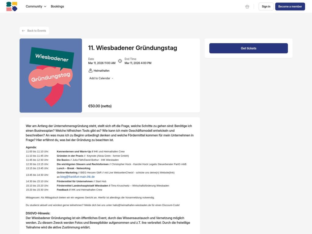 11. Wiesbadener Gründungstag website