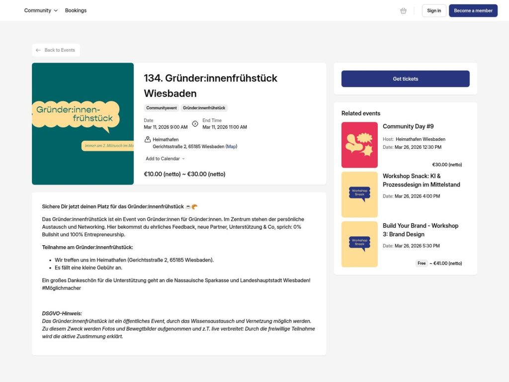 134. Gründer:innenfrühstück Wiesbaden website