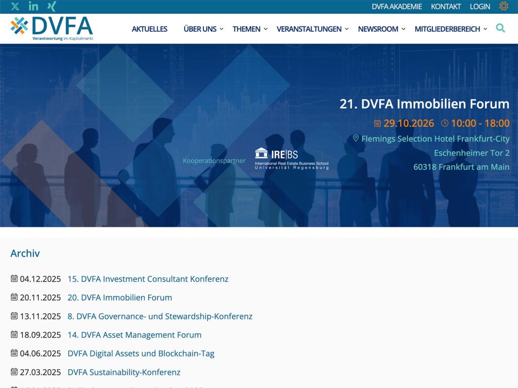 21. DVFA Immobilien Forum website