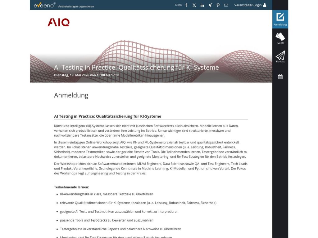 AI Testing in Practice: Qualitätssicherung für KI-Systeme website