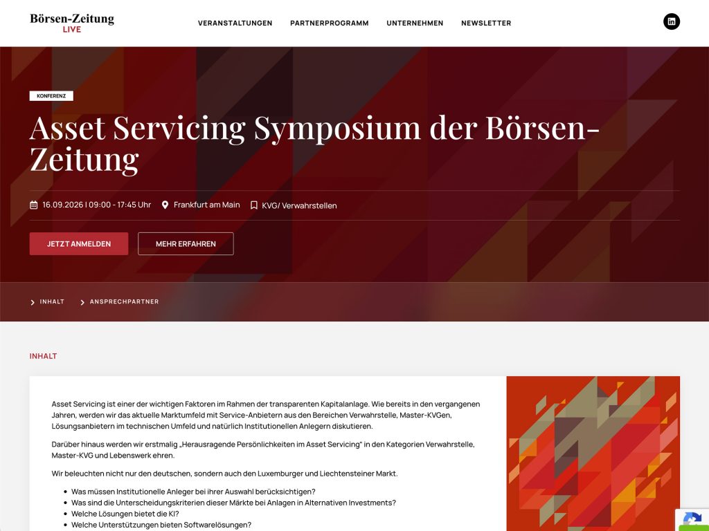 Asset Servicing Symposium der Börsen-Zeitung website