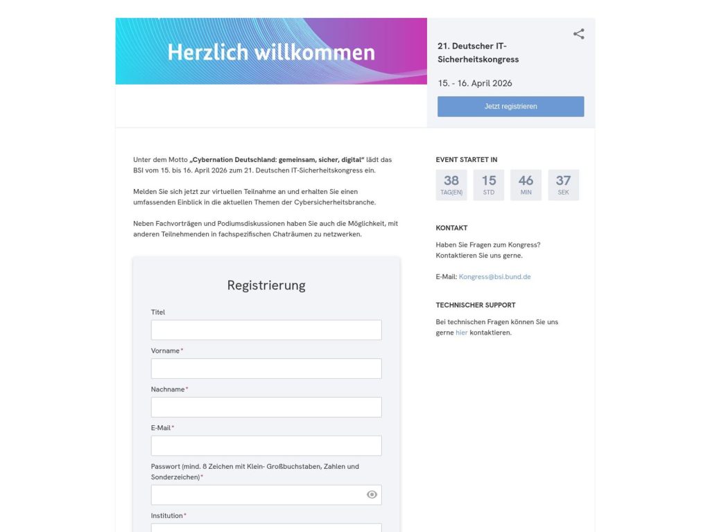 BSI 21. Deutscher IT-Sicherheitskongress website