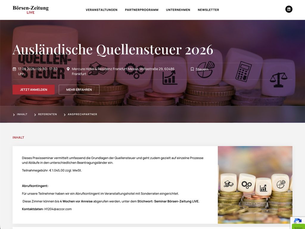 Ausländische Quellensteuer 2026 website