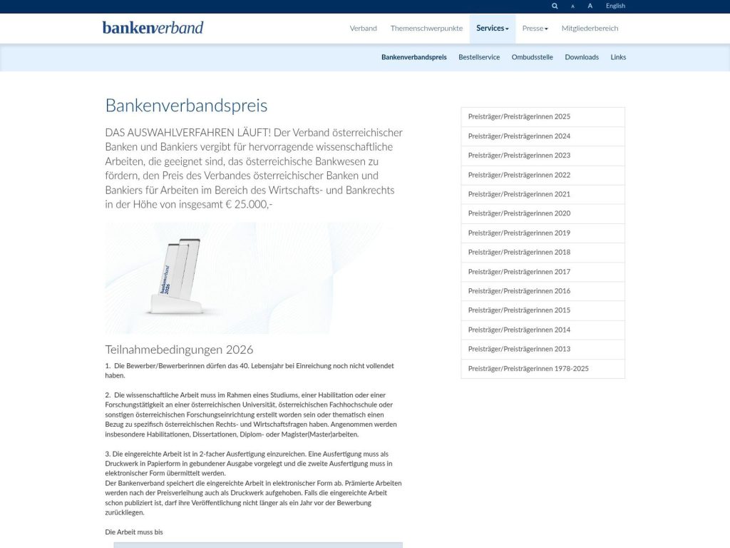 Bankenverbandspreis 2027 website