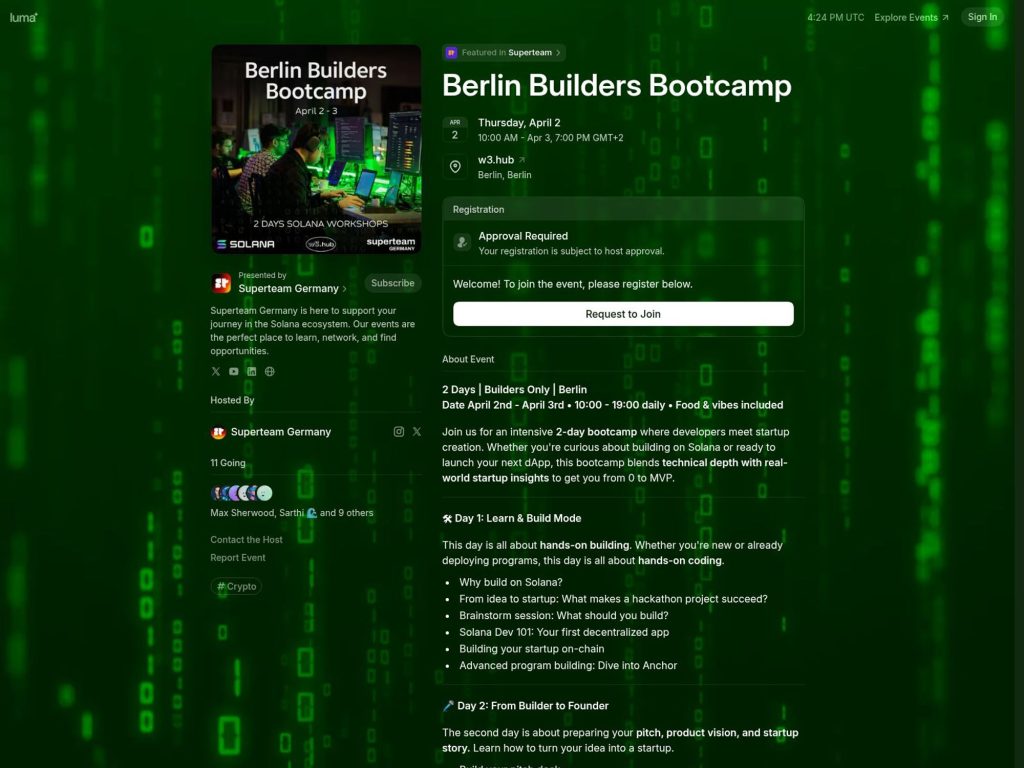 Berlin Builders Bootcamp - 2 days Solana workshops