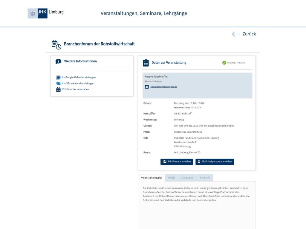 Branchenforum der Rohstoffwirtschaft website