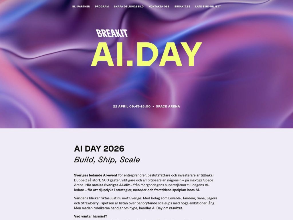 Breakit AI Day 2026 website
