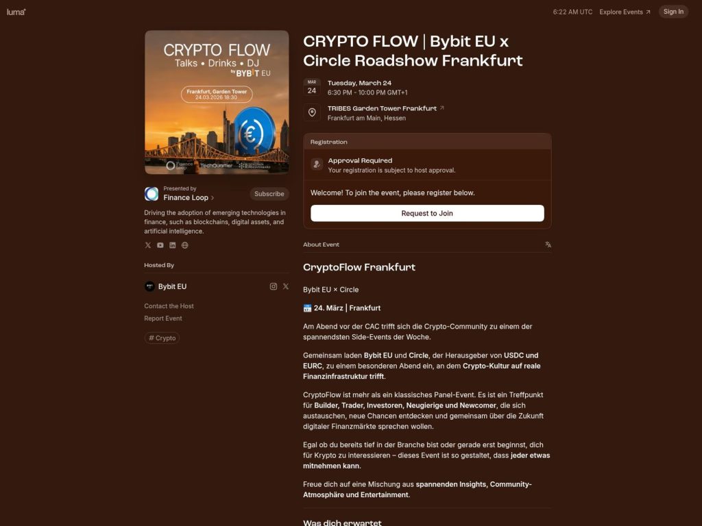 CRYPTO FLOW | Bybit EU x Circle Roadshow Frankfurt website