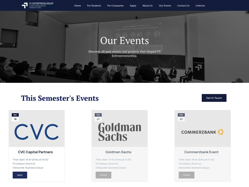 CVC Capital Partners x FS Entrepreneurship: Private Equity Workshop website