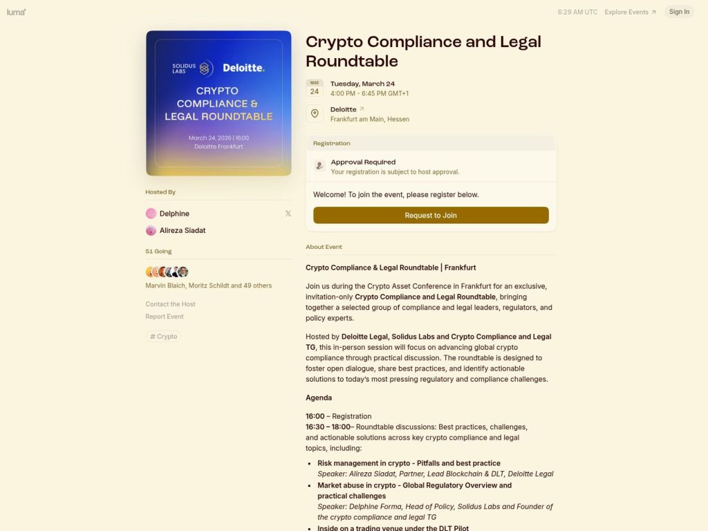 Crypto Compliance and Legal Roundtable website