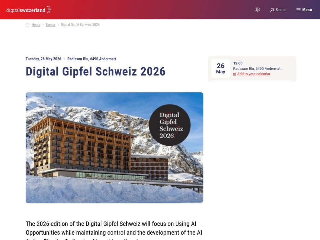 Digital Gipfel Schweiz 2026 website