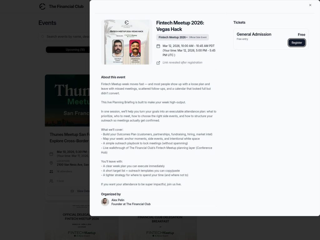 Fintech Meetup 2026: Vegas Hack website