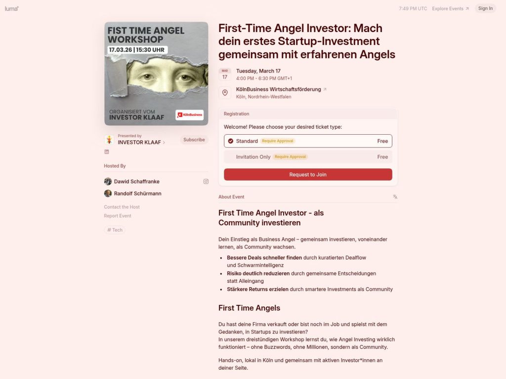 First-Time Angel Investor: Mach dein erstes Startup-Investment gemeinsam mit erfahrenen Angels website