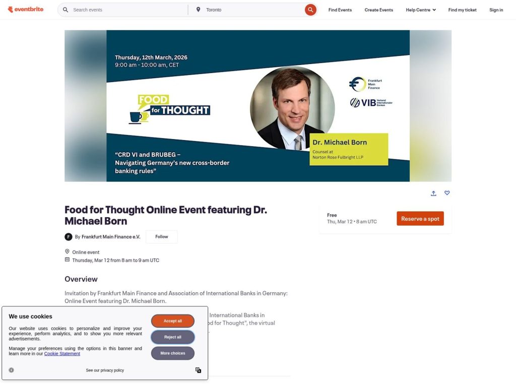 Food for Thought Online Event featuring Dr. Michael Born website