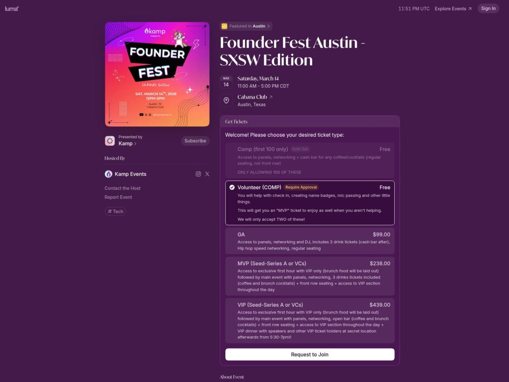 Founder Fest Austin - SXSW Edition website