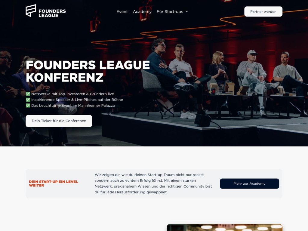 Founder's League 2026 website