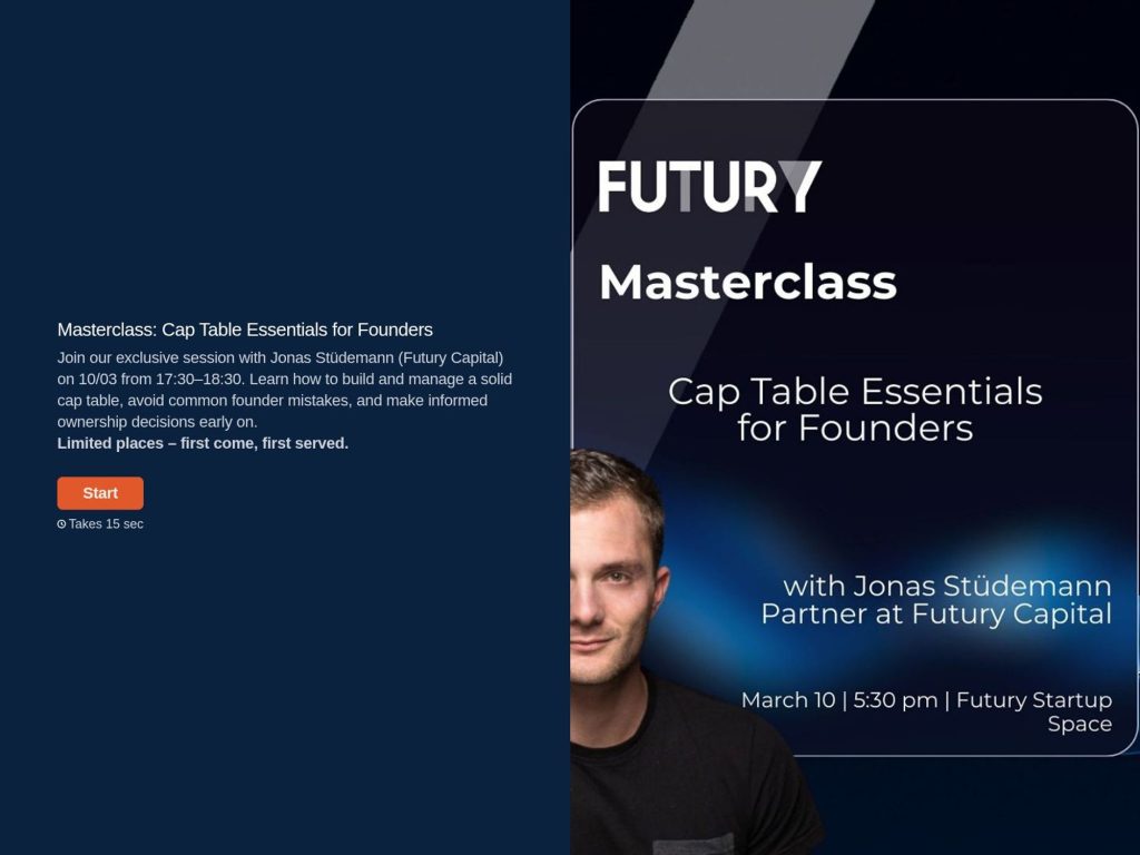 Futury Masterclass: Cap Table Essentials for Founders website