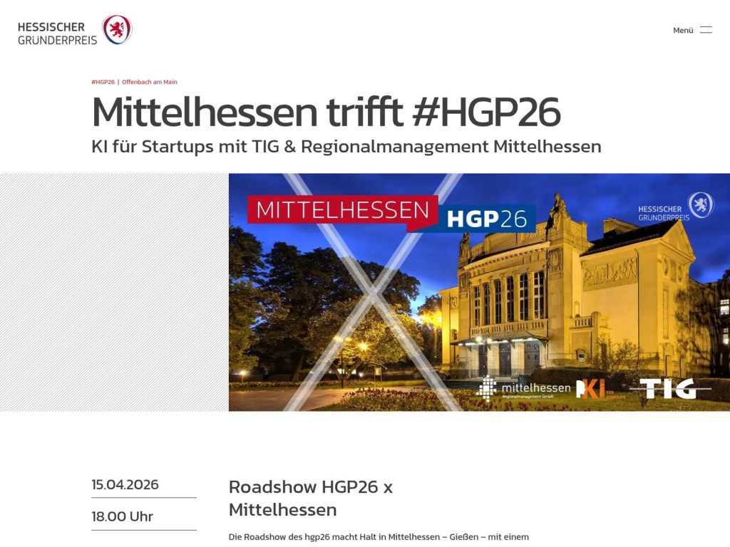 Hessischer Gründerpreis: Roadshow Mittelhessen website