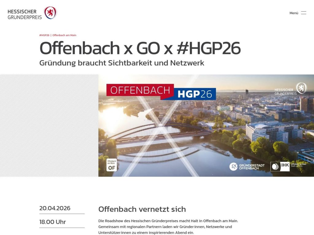 Hessischer Gründerpreis: Roadshow Offenbach website