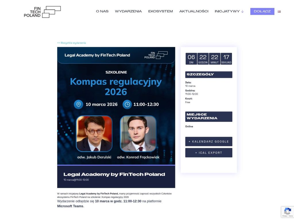 Legal Academy by FinTech Poland website