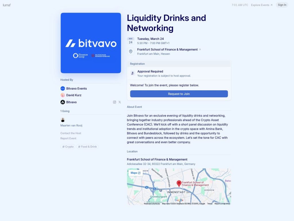 Liquidity Drinks and Networking website