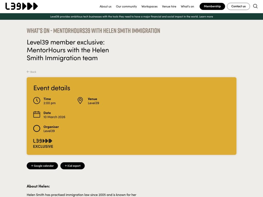 MentorHours with the Helen Smith Immigration team website