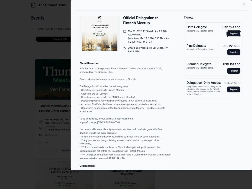 Official Delegation to Fintech Meetup website