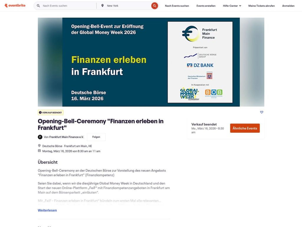 Opening-Bell-Ceremony "Finanzen erleben in Frankfurt" website