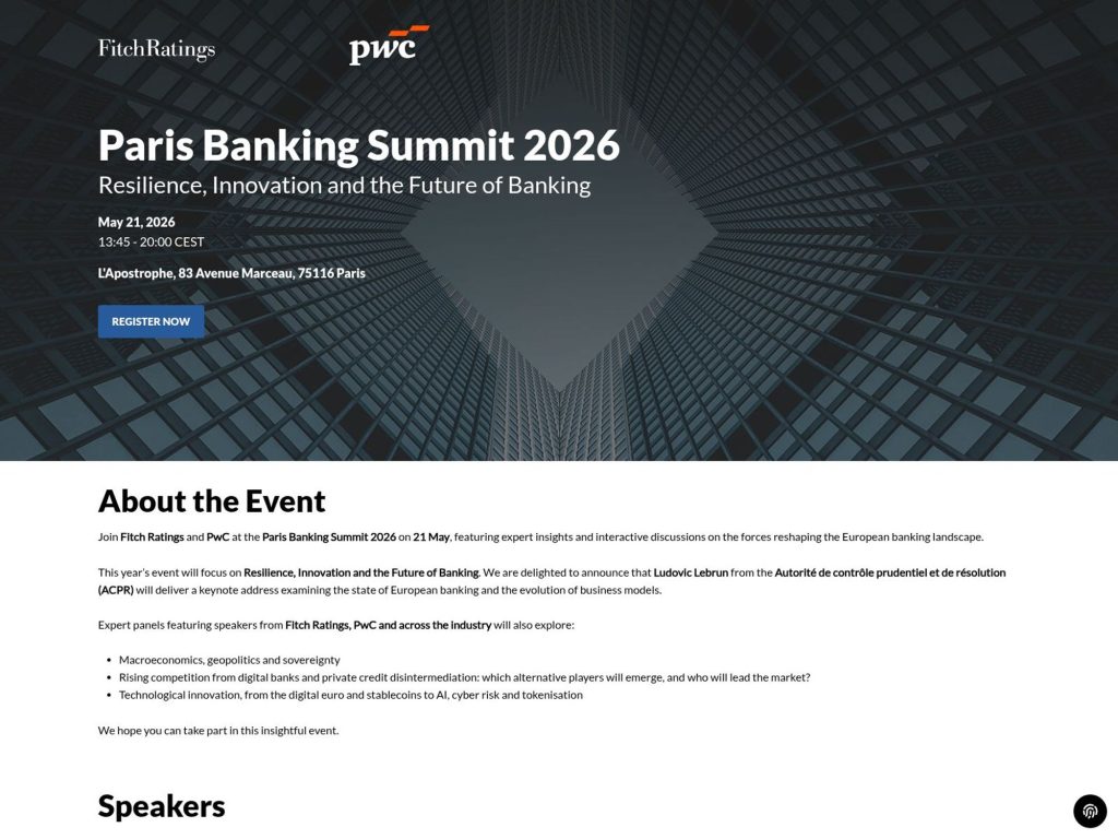 Paris Banking Summit 2026 website
