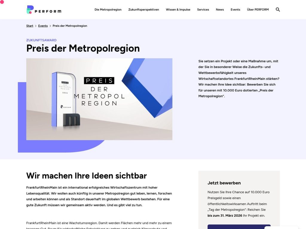 Preis der Metropolregion 2026 website