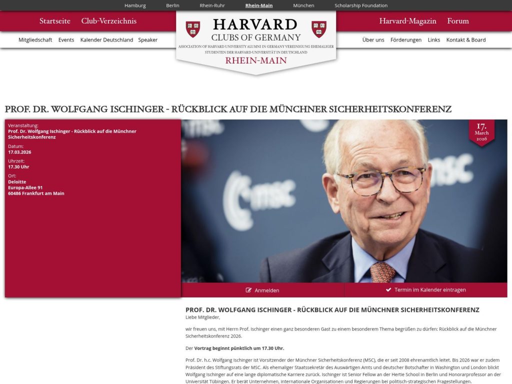 Rückblick auf die Münchner Sicherheitskonferenz - Prof. Dr. Wolfgang Ischinger website