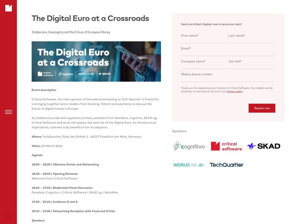 The Digital Euro at a Crossroads website