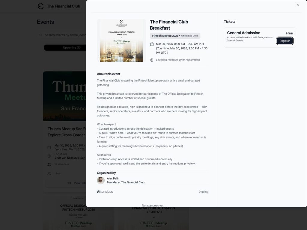 The Financial Club Breakfast website