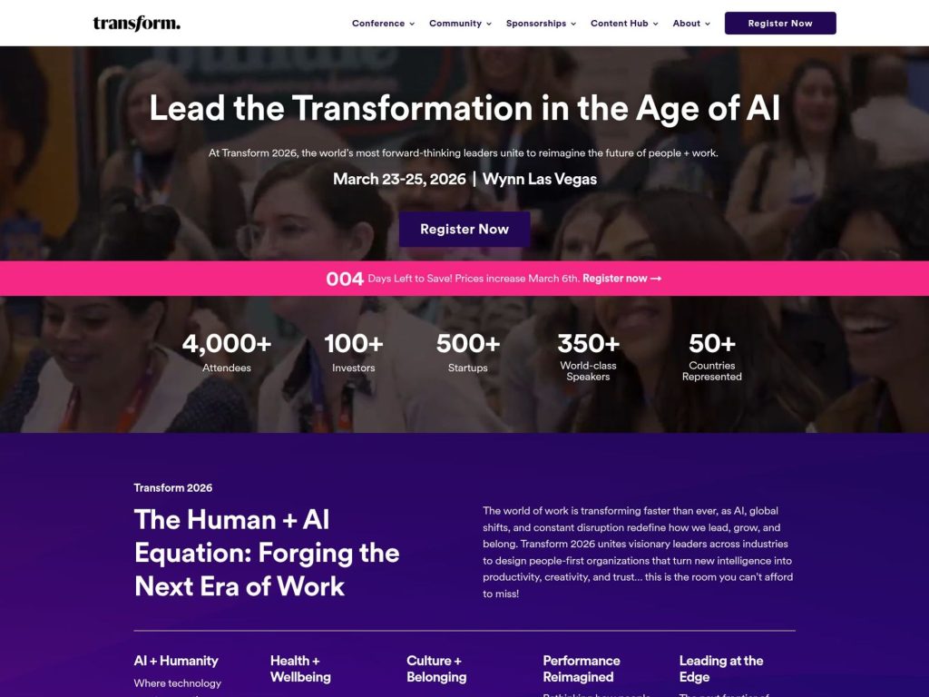 Transform Conference 2026 website