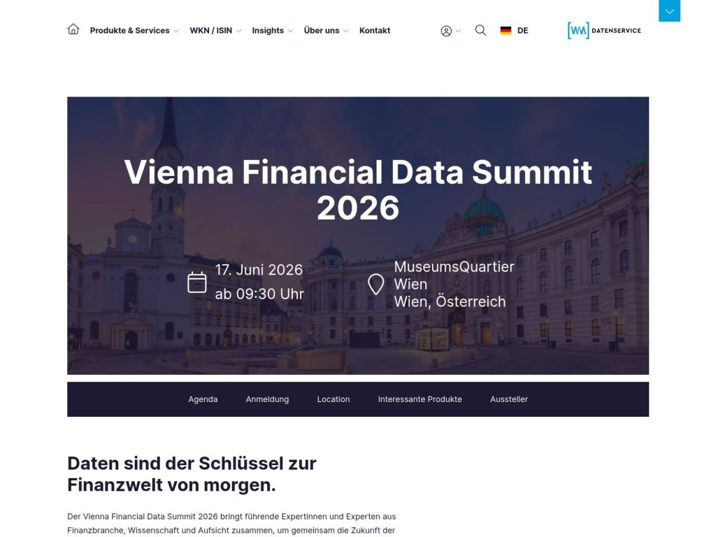 Vienna Financial Data Summit website