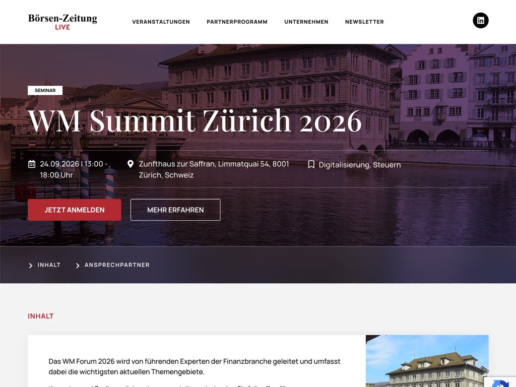 WM Summit Zürich 2026 website