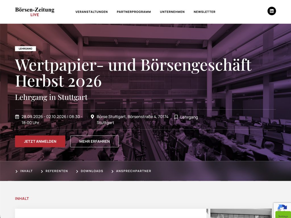 Wertpapier- und Börsengeschäft Herbst 2026 website