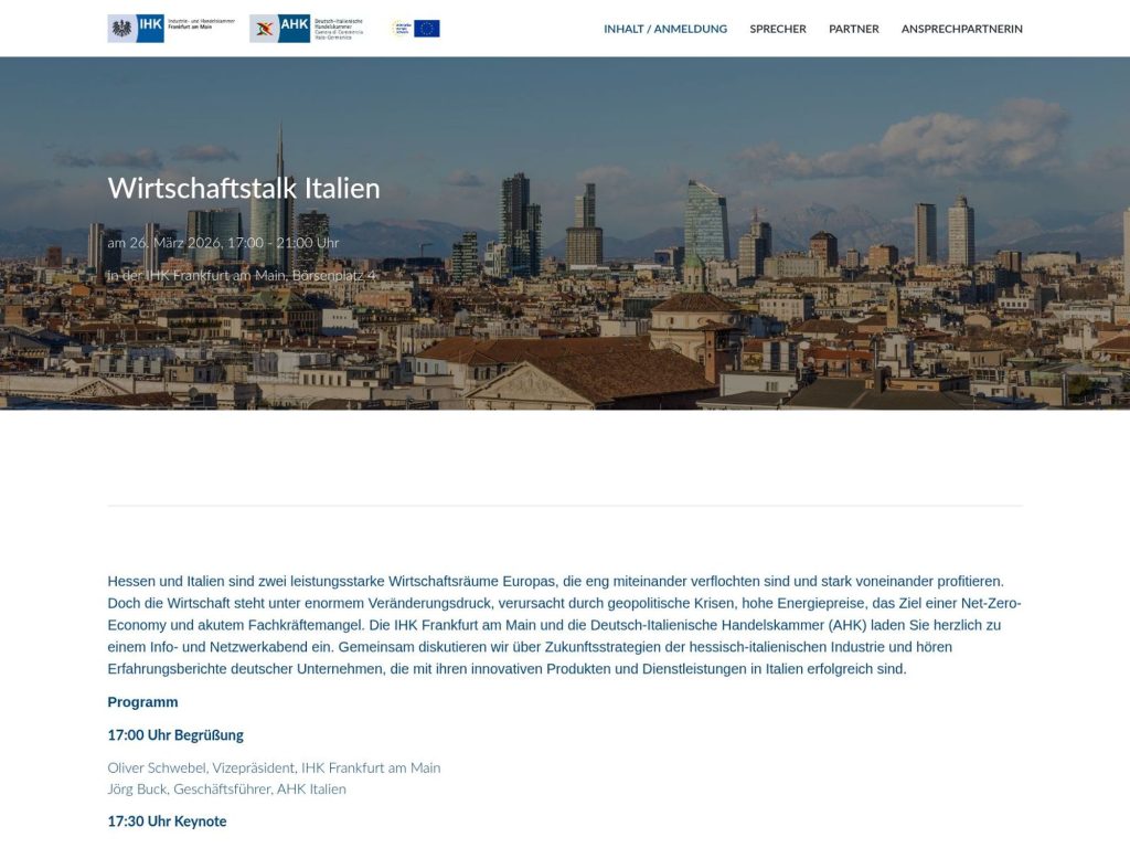 Wirtschaftstalk Italien website