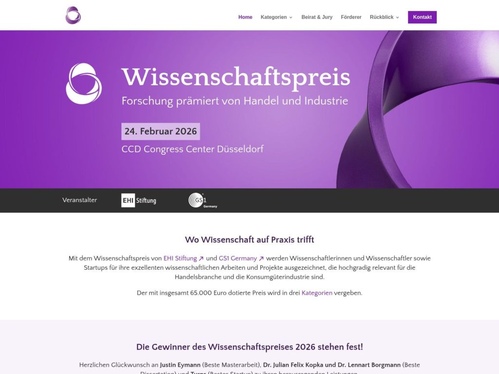 Wissenschaftspreis 2027 website