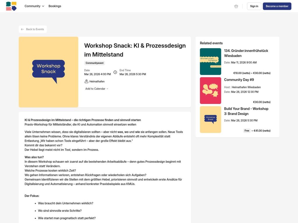 Workshop Snack: KI & Prozessdesign im Mittelstand website