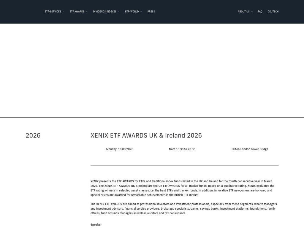 XENIX ETF AWARDS UK & Ireland 2026 website