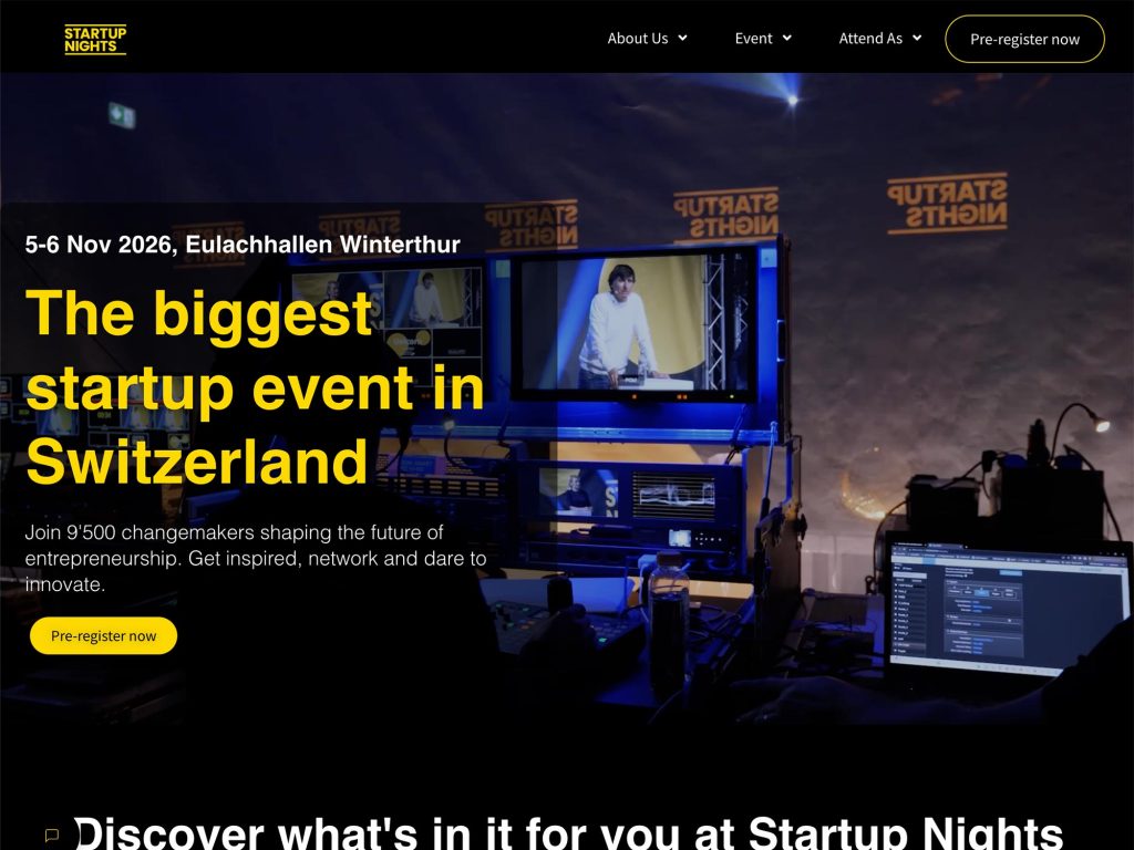 Startup Nights website