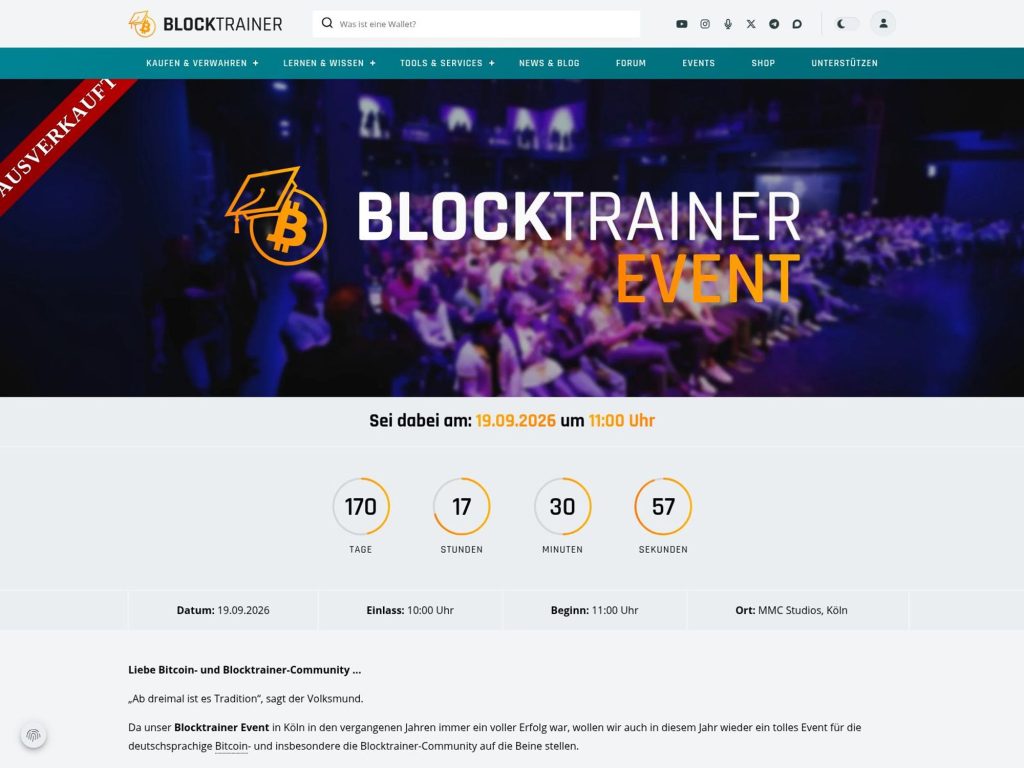 Blocktrainer Event 2026 website