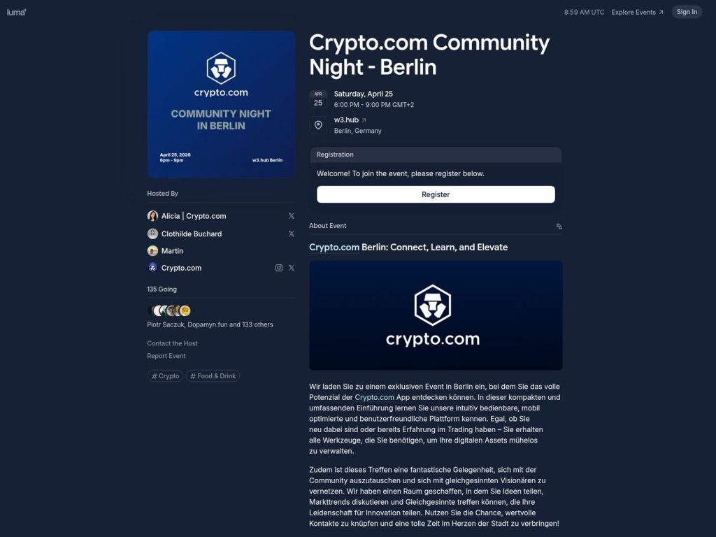 Crypto.com Community Night - Berlin website