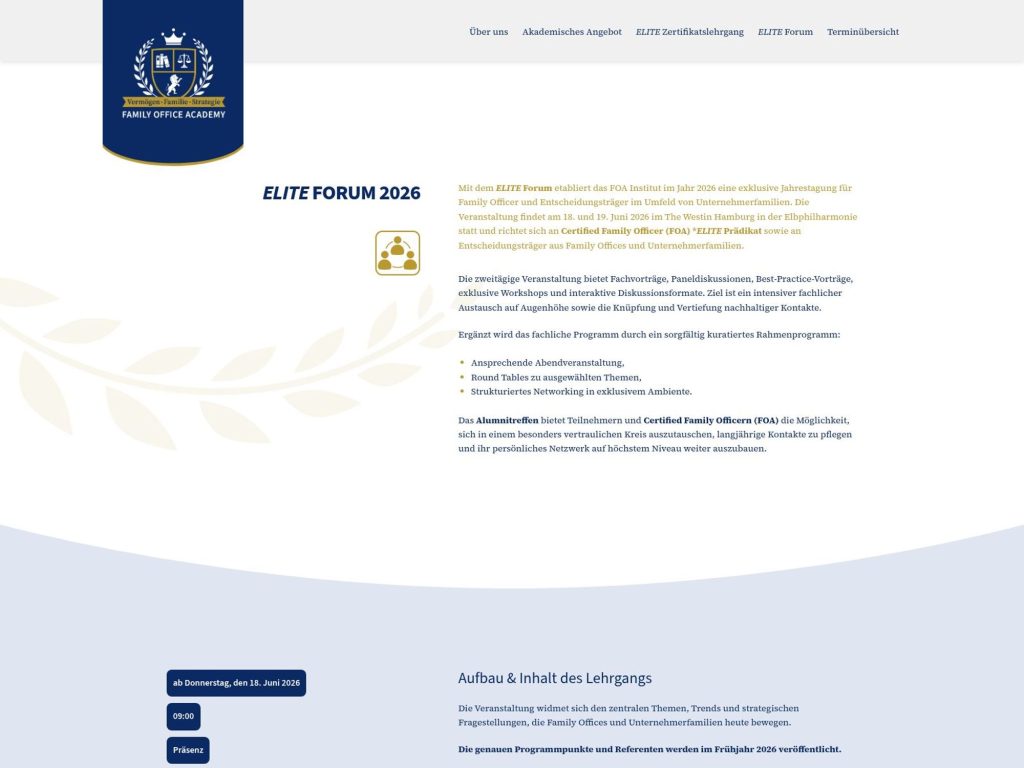 ELITE Forum 2026 website