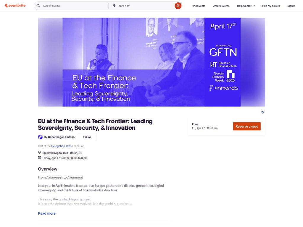 EU at the Finance & Tech Frontier: Leading Sovereignty, Security, & Innovation website